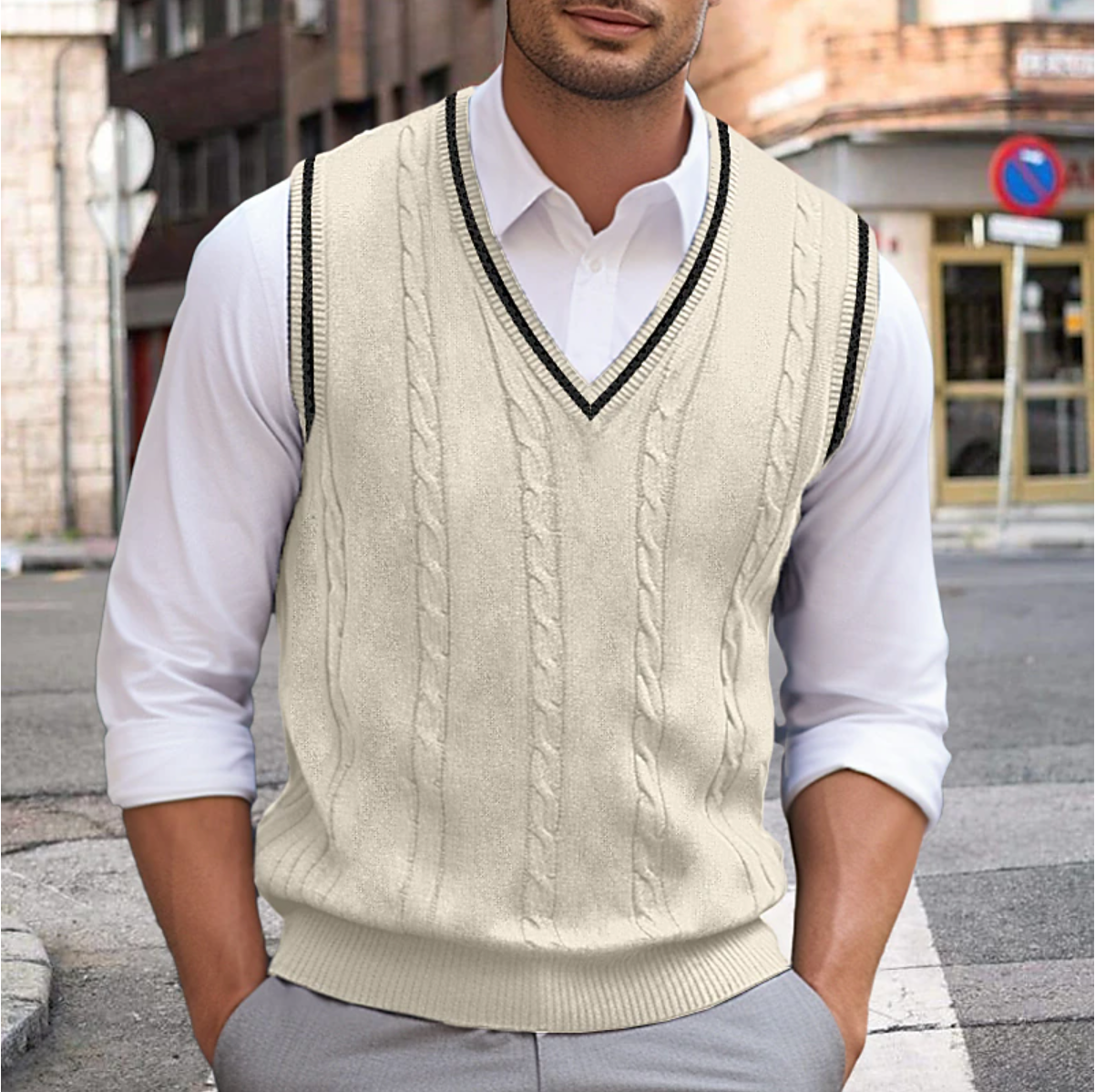 Liam | Men's Sleeveless V-Neck Sweater