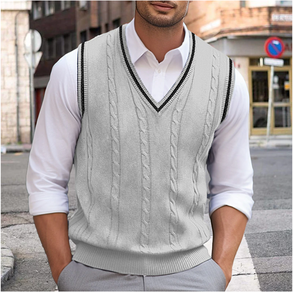 Liam | Men's Sleeveless V-Neck Sweater